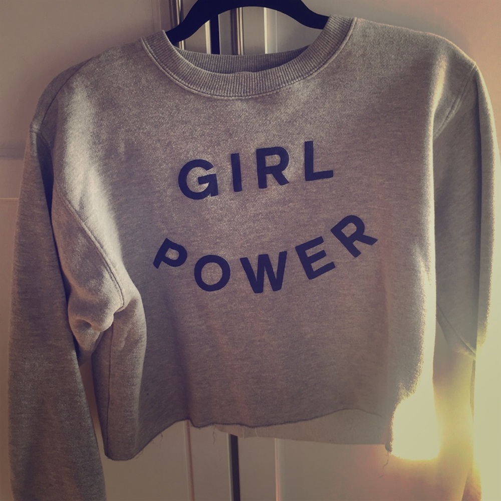 Brandy Melville Girl Power Cropped Hoodie